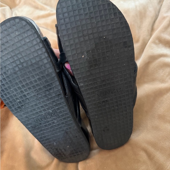 Vince Black Leather Women's Orson Slide Sandals 8 - Picture 3 of 4